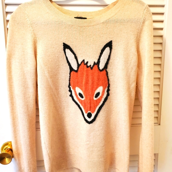 Cashmere Blend Unique Fox Print Sweater 